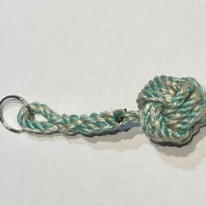 Monkey Fist Key Ring ~ St Ives "green and white, or white and green"