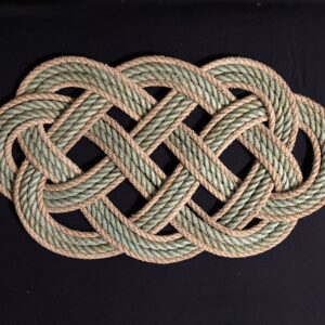 Floor Mat ~ St Ives green-coral fleck/Newlyn rustic white-blue yellow fleck
