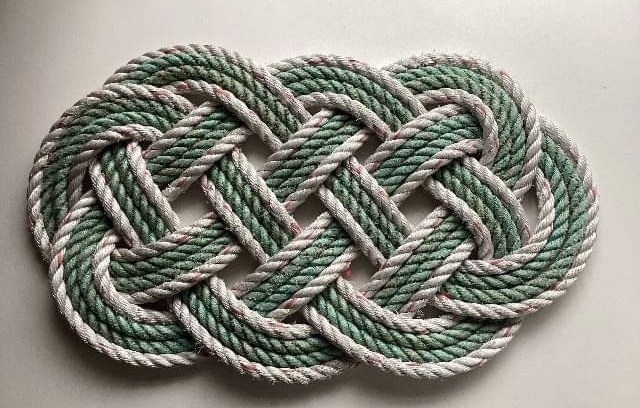 Floor Mat ~ St Ives green-coral fleck /Newlyn white-red fleck