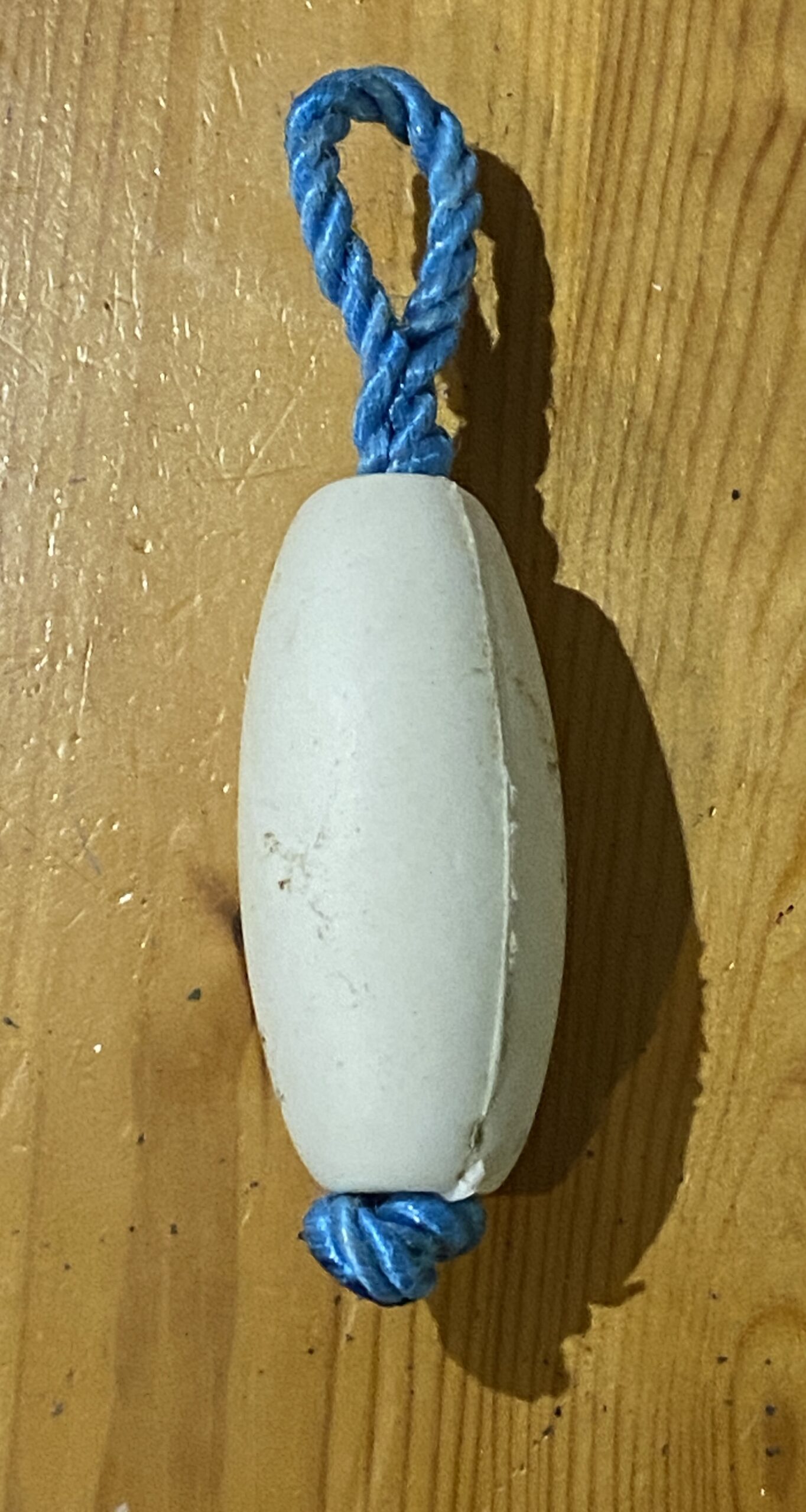 Christmas Monkey Fist Buoyball ~ sea spray white float / sky blue