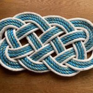Newlyn Mat ~ Sky blue/ Yellow thread edged with White